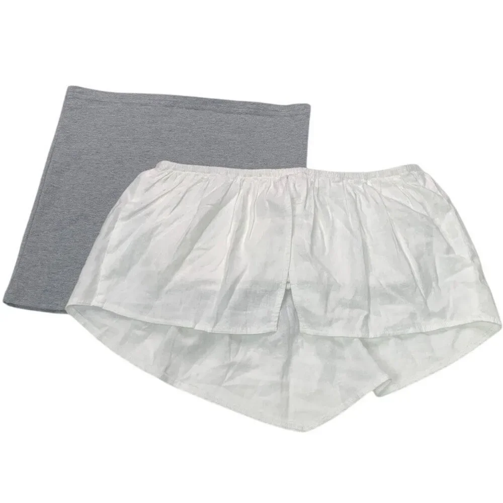 Lot of 2 New Aerie Womens Small Gray Heathered Tube White Bandeau Tops - Picture 2 of 5